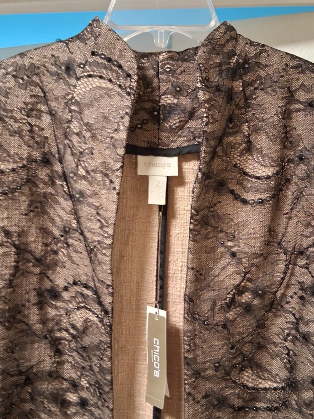 Lace & Bead Overlay Dressy Chico's Jacket nwt sz L